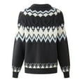 thumbnail image 4 of Fair Isle Yarn Dyed Pullover Sweater Casual Winter Knit Soft Loose Fit Round Neck Patterned Color Top,Size:L, 4 of 4