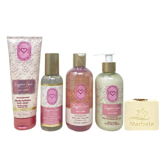 Bath & Body Works Aromatherapy Inspire Love Rose   Vanilla Ultimate Hydration Body Cream, Essential Oil Perfume Mist, Body Wash   Foam Bath and Body Lotion with a Creamy Rose Bar Soap