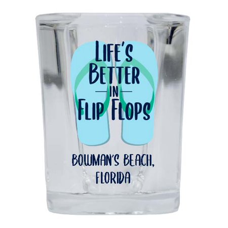 

Bowman S Beach Florida Souvenir 2 Ounce Square Shot Glass Flip Flop Design 4-Pack