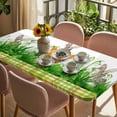 thumbnail image 3 of Easter Bunny Table Cloths for 5 Foot Rectangle Tables, Spring Garden Floral Botanical Plaid Rustic Patio Waterproof Elastic Fitted Tablecloths, Washable Rectangular Table Cover for Camping, 3 of 8