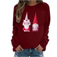 thumbnail image 2 of Qiopertar Mode Femmes Imprimé Col Rond Pull Tops Manches Longues Blouse Confortable Chandail en Molleton Offres de la Semaine Liquidation Moins de 5$ jusqu'à 90 % de Réduction, 2 of 4