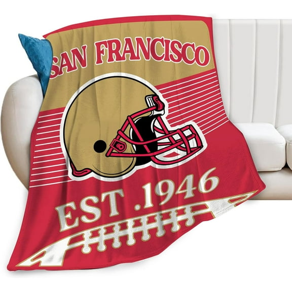 Football Fans Blanket Football Team Throw Blanket San Francisco City Classic Flannel Blanket Plush Lightweight Soft Cozy Warm Fuzzy Fleece Football Gifts for Men Bedroom Decor Sofa Couch Bed 50"X40"