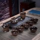 thumbnail image 4 of 1 juego de tetera de cerámica artesanal japonesa de 6 tazas, tradicional azul brillante marrón, 4 of 9