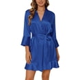 thumbnail image 3 of Spencer Women's Pure Short Silk Robes Bridesmaid Bride Party Satin Robes Sleepwear Loungewear Bathrobes S-2XL, 3 of 9