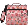 thumbnail image 2 of Zipper Binder with Shoulder Strap 2 inch 3 Ring Waterproof File Folder Organizer Bag 500 Sheet Roses and Stripes Pattern, 2 of 8