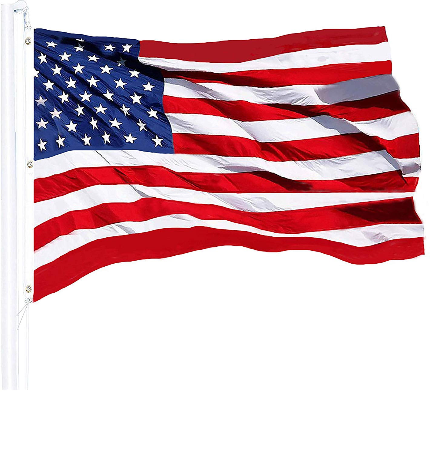 US Flag 5x8 FT 100% Made in USA TOPFLAGS American Flag 5x8 FT Outdoor Heavy Duty Nylon USA Flag with Embroidered Stars and Sewn Stripes Brass Grommets