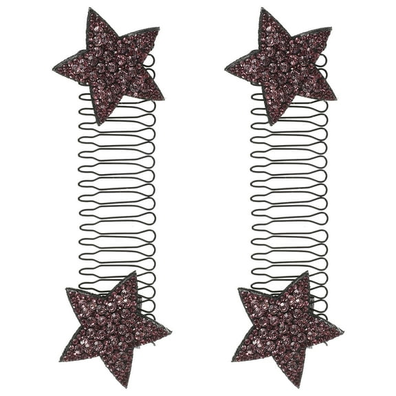 Niceauty 2pcs Star Shape Hair Combs U Shape Hair Fixer Stretchable Invisible Clips Hair Styling Tools for Women Accessories Daily Care Purple