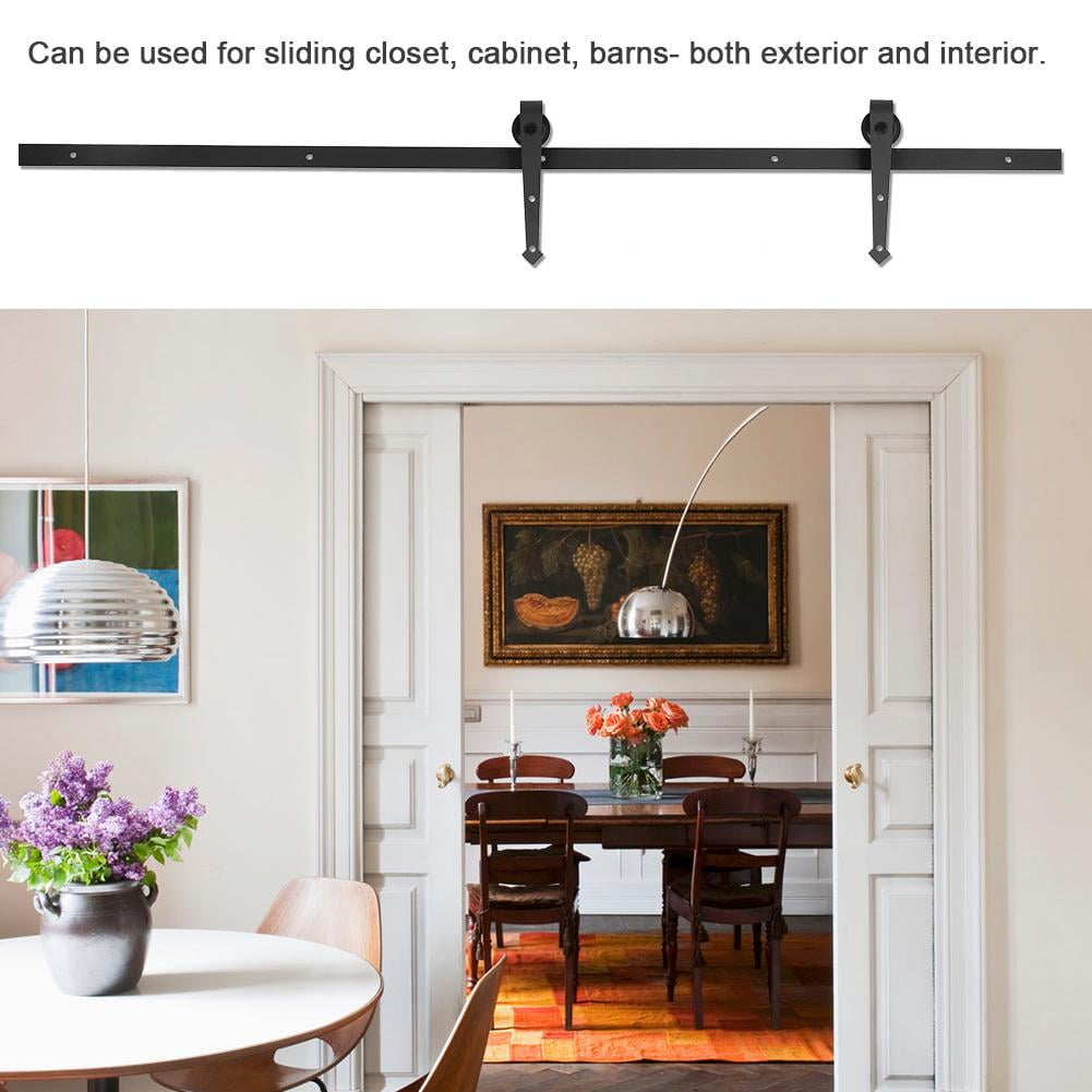 Herchr 6ft Sliding Barn Door Hardware Roller Track Rail Kit Set
