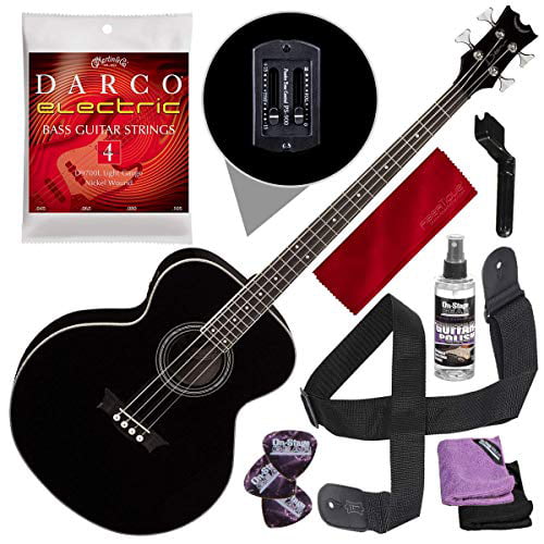 Koncession krokodille Premonition Dean Acoustic-Electric Bass, Classic Black with Guitar Care Kit & Accessory  Bundle - Walmart.com