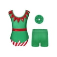 thumbnail image 2 of TTAO Christmas Gymnastics Leotards for Girls Dance Ballet Outfits Tumbling Biketard with Shorts and Hairband Set Green 8, 2 of 5