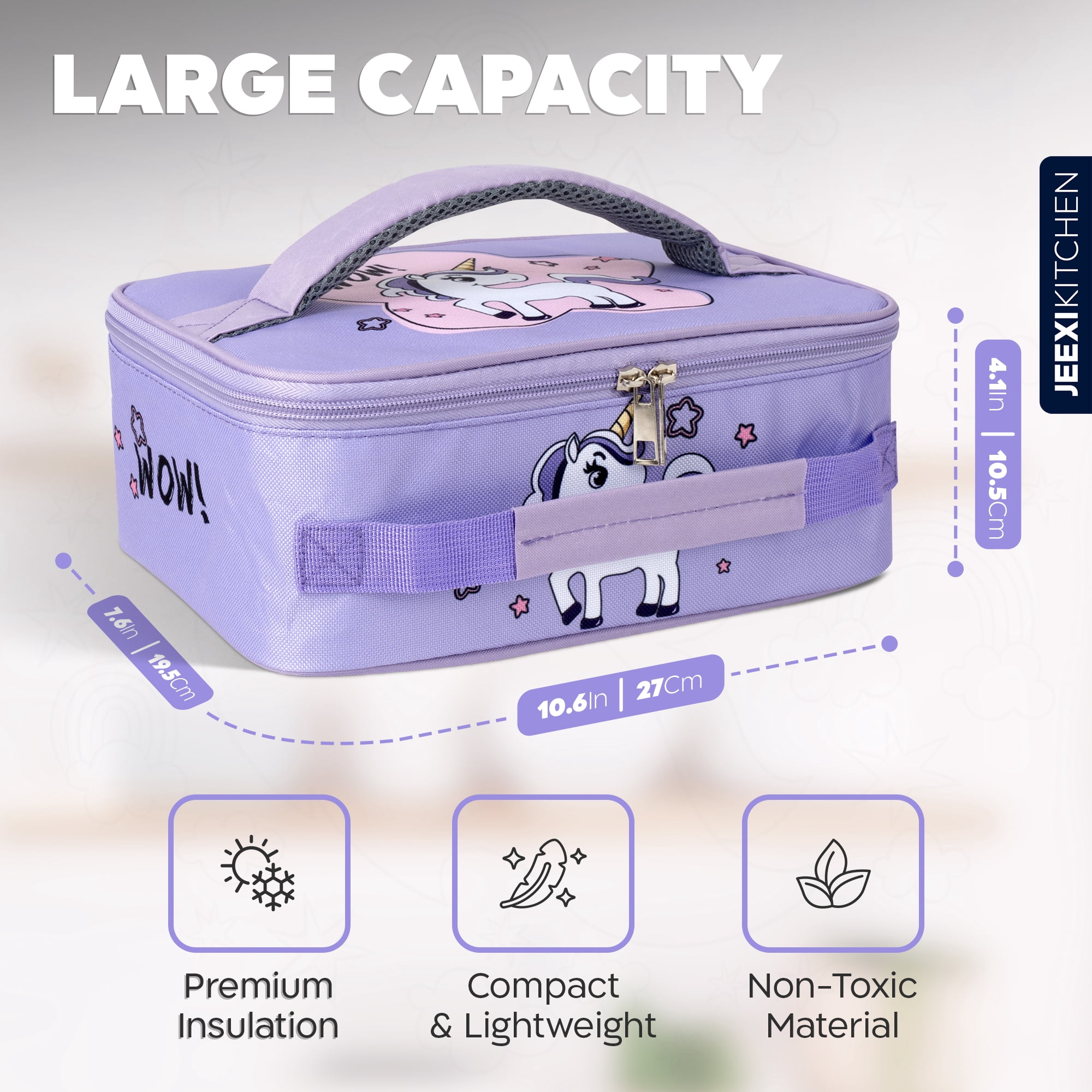 JEEXI, Kids Lunch Box, 7.6'' x 10.6'' x 4.1'', Purple - Walmart.com