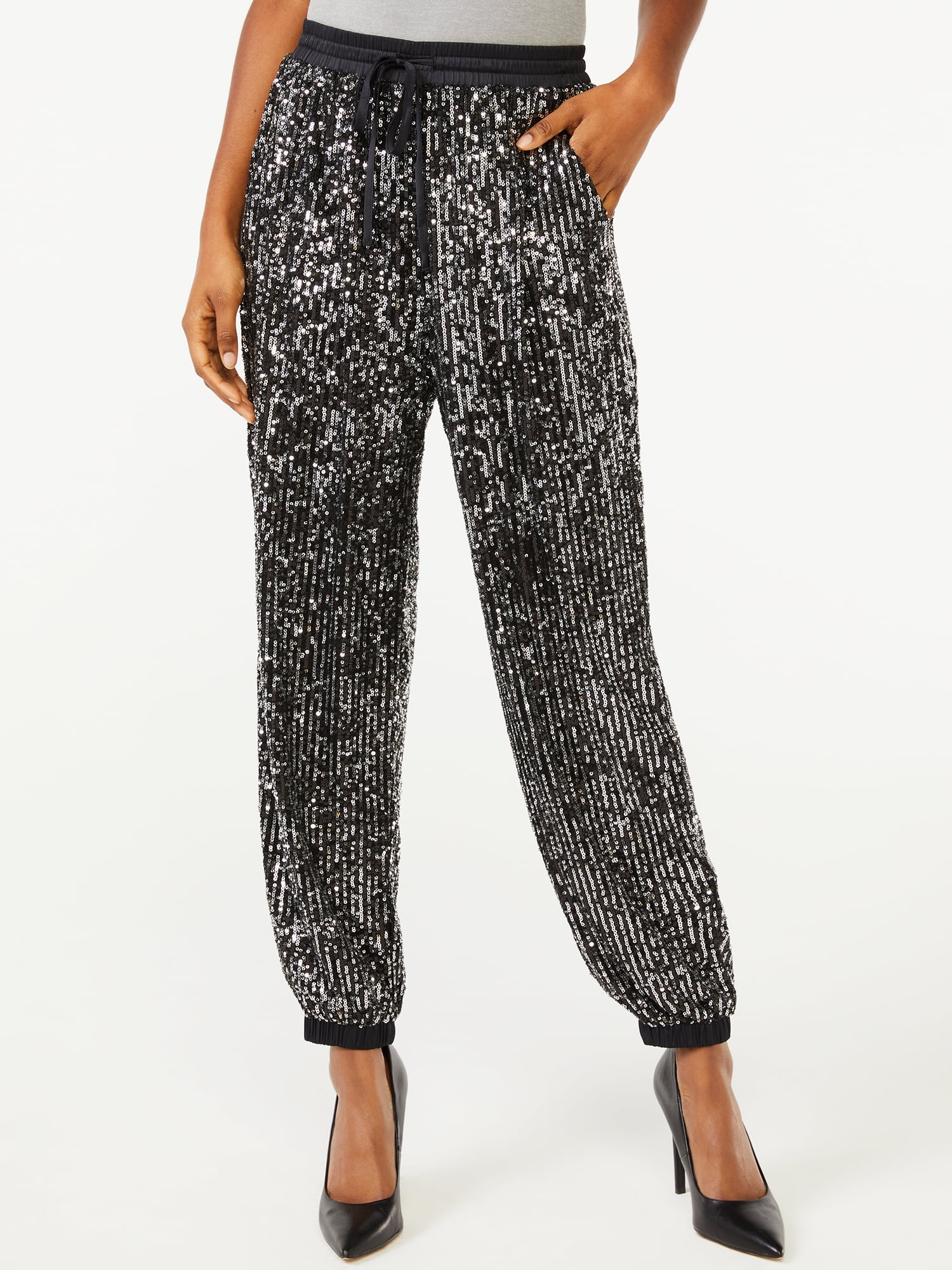 Scoop Women’s Sequin Joggers - Walmart.com