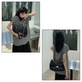 thumbnail image 2 of Women's Quilted Denim Hobo Bag with Chain Strap, Y2K Vintage Crossbody Purse, Black Jean Shoulder Tote with Turn-Lock Closure, 2 of 6