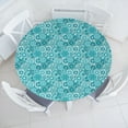 thumbnail image 3 of Ambesonne Aqua Fitted Round Tablecloth, Mandala Round, 36"- 40" Diameter, Turquoise Teal White, 3 of 5