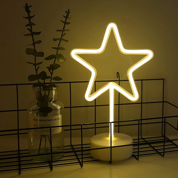 Luces de estrellas LED Letreros de neón Luces con base Luces de noche LED Luces de neón USB Funcionamiento con pilas Luces de noche Decoración para Navidad, cumpleaños, Livin