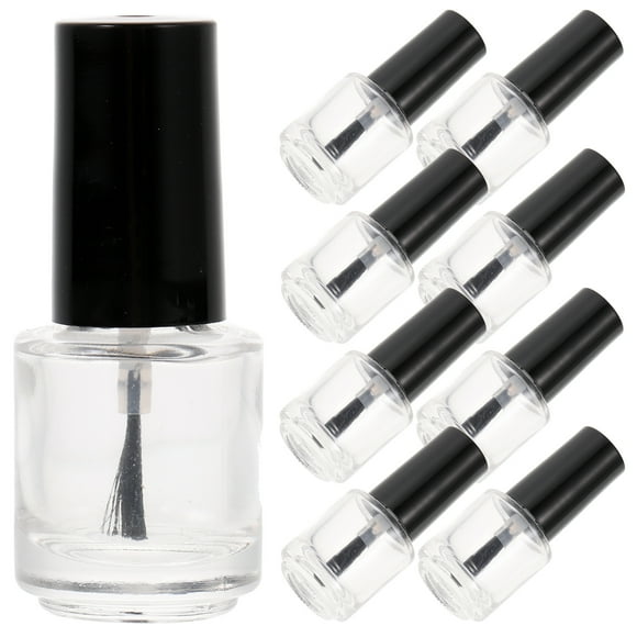 EeaseMX Botella de vidrio transparente de 20 piezas, para usar con esmalte de uñas, con pincel, color negro