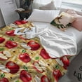 thumbnail image 4 of Fleece Blanket Red Apples Farm Fruit Blankets, Soft Cozy Warm Flannel Throw Blanket, Retro Weave Art Blanket for Bed Couch Sofa,40x60In, 4 of 9