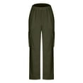 thumbnail image 5 of Lovskoo 2024 Womens Cargo Pants Wide Leg Baggy High Cut Pull On Elastic Waist Stretch Loose Pants with Pocket 90S Outfit Olive Green, 5 of 8