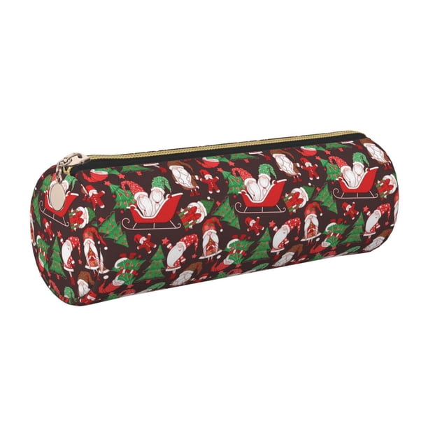 Disketp Merry Christmas1 Estuche Organizador de Lápices de Cuero, Estuche de Oficina con Cremallera para Bolígrafo y Lápiz