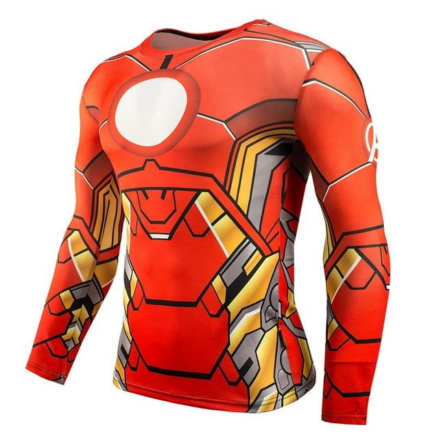 Rashguard Gym Man Fitness Long Sleeve Compression Shirt Bat Spider Superhero Print Fashion Cloth For Running Training Exercise