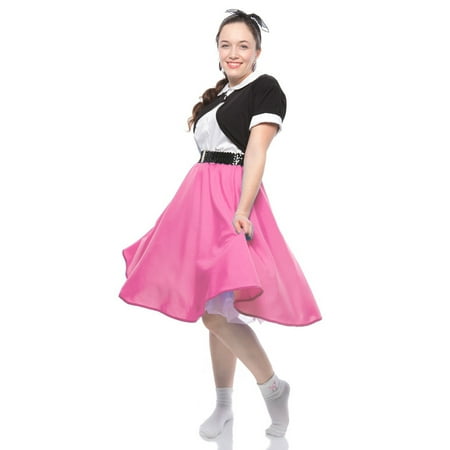 Full Circle Skirt - 50s Style Twirl Skirt - Elastic Waist - Pink