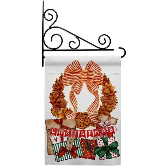 Ornament Collection GS190015-BO-03 13 x 18.5 in. Pine Cone Wreath Garden Flag Set for Wintertime Christmas Double-Sided Decorative Vertical Flags & House Decoration Banner Yard Gift