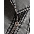 thumbnail image 4 of -Chaqueta corta de piel sintética lavada para mujer, ropa de calle con cinturón y cremallera, abrigo Retro de motociclista, Tops, 4 of 5