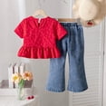 thumbnail image 6 of JUMEYU Kids Short Sleeve Pants Set Girl Clothes Cute Cool Girl Tops Pants 2 Piece Girls Summer Outfits Size 6-7 (Red,6-7 Years), 6 of 8