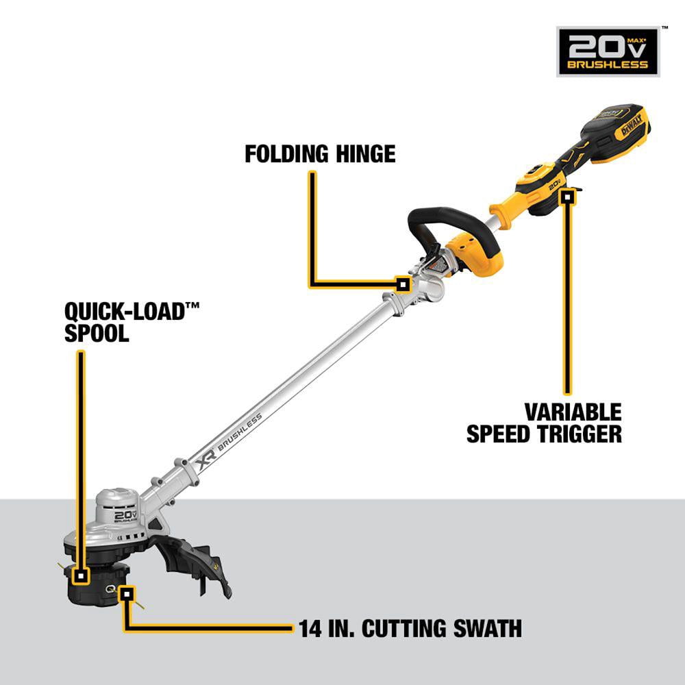 Dewalt 20V MAX 14 in. Brushless String Trimmer Kit with 5Ah Battery and Charger
