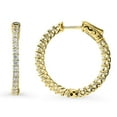 thumbnail image 2 of BERRICLE Sterling Silver Cubic Zirconia CZ Medium Fashion Inside-Out Hoop Earrings for Women 1 inch, Yellow Gold Flashed, 2 of 8