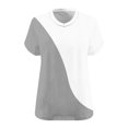 thumbnail image 4 of Jalioing V Neck Summer Shirt Women's Plus Size Short Sleeve Color Block Tee Shirt Casual Loose Pullover Tees Clothes, 4 of 6