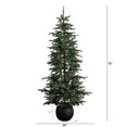 thumbnail image 2 of Nearly Natural 6ft. Pre-Lit Artificial Pine Christmas Tree in Round Black Decorative Planter with 60 Warm White LED Lights, 2 of 9
