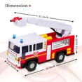 thumbnail image 3 of Playkidz 15" Fire Truck Toy for Kids with Lights and Siren Sounds, Classic Red and White Rolling Emergency Vehicle, Interactive Play Movable Ladder, Early Learning Fun, Boys or Girls, 3 of 9