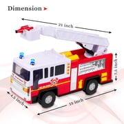 لعبة Playkidz 15 Fire Truck للأطفال مع أضواء وأصوات صفارات الإنذار ، مركبة الطوارئ الكلاسيكية باللونين الأحمر والأبيض ، سلم متحرك للعب التفاعلي ، متعة التعلم المبكر ، الأولاد أو الفتيات