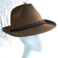 thumbnail image 6 of Felt Fedora Hat Jazz Hat Cap with Feather Costume Accessory for All Day Wear Brown, 6 of 9