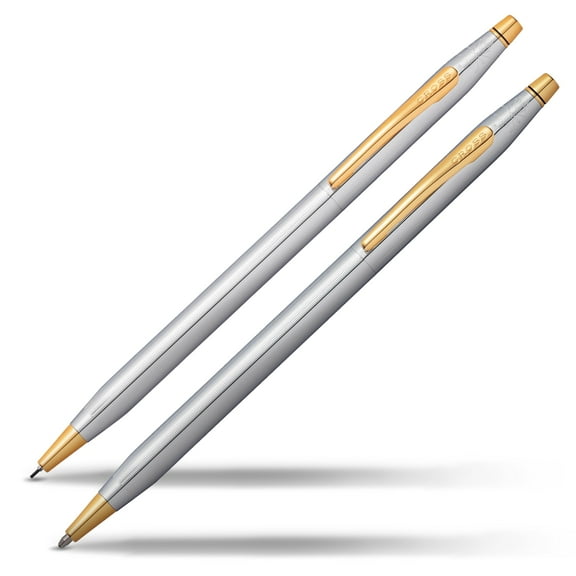 Cross Classic Century Refillable Medium Ballpoint Pen And 0.7mm Pencil Set, Includes Premium Gift Box - Medalist Chrome