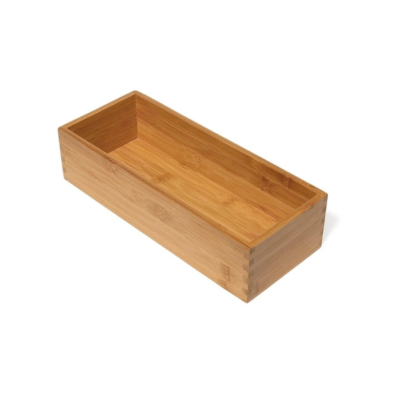 Lipper International Bamboo Utensil Holder Storage Box for Cooking Tools, Makeup, or Office Supplies, 5" x 12" x 3"