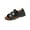 Black, variant on BADHUB Women Leather Sandals Open Toe Hollow Out Falts Sandles with Button Comfortable Summer Slippers White 36