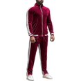thumbnail image 1 of Chándal de terciopelo para hombre, conjunto de 2 piezas, sudaderas con cremallera, chaqueta, pantalones con bolsillos, 1 of 5
