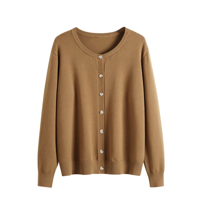 Yuyuzo Cardigan for Women Col Rond Long Sleeve Boutonné Blouses Légères Douces Classique Shirts
