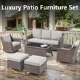 thumbnail image 3 of POCASSY Outdoor Swivel Rocking Chairs Set of 2, All Weather Brown Wicker Rattan Patio Furniture Set Patio Chairs with 360° Swivel Glider Chairs for Balcony, Garden, Porch, Pool and Backyard, Beige, 3 of 12