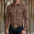 thumbnail image 2 of Hurxie Western Shirts for Men Button Down Long Sleeve Work Shirt Mens Casual Cowboy Cut Shirts with Two Pockets Coffee,2XL, 2 of 7