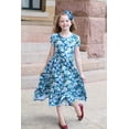 thumbnail image 3 of Millie Loves Lily Girls Teal Floral Hi-Low Midi Dress, Big Girls Size 8, 3 of 4