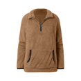 thumbnail image 4 of Lightweight Sweaters for Women Solid Color Half Zip Long Sleeved Pullover Fall Tops,Coffee,M, 4 of 6