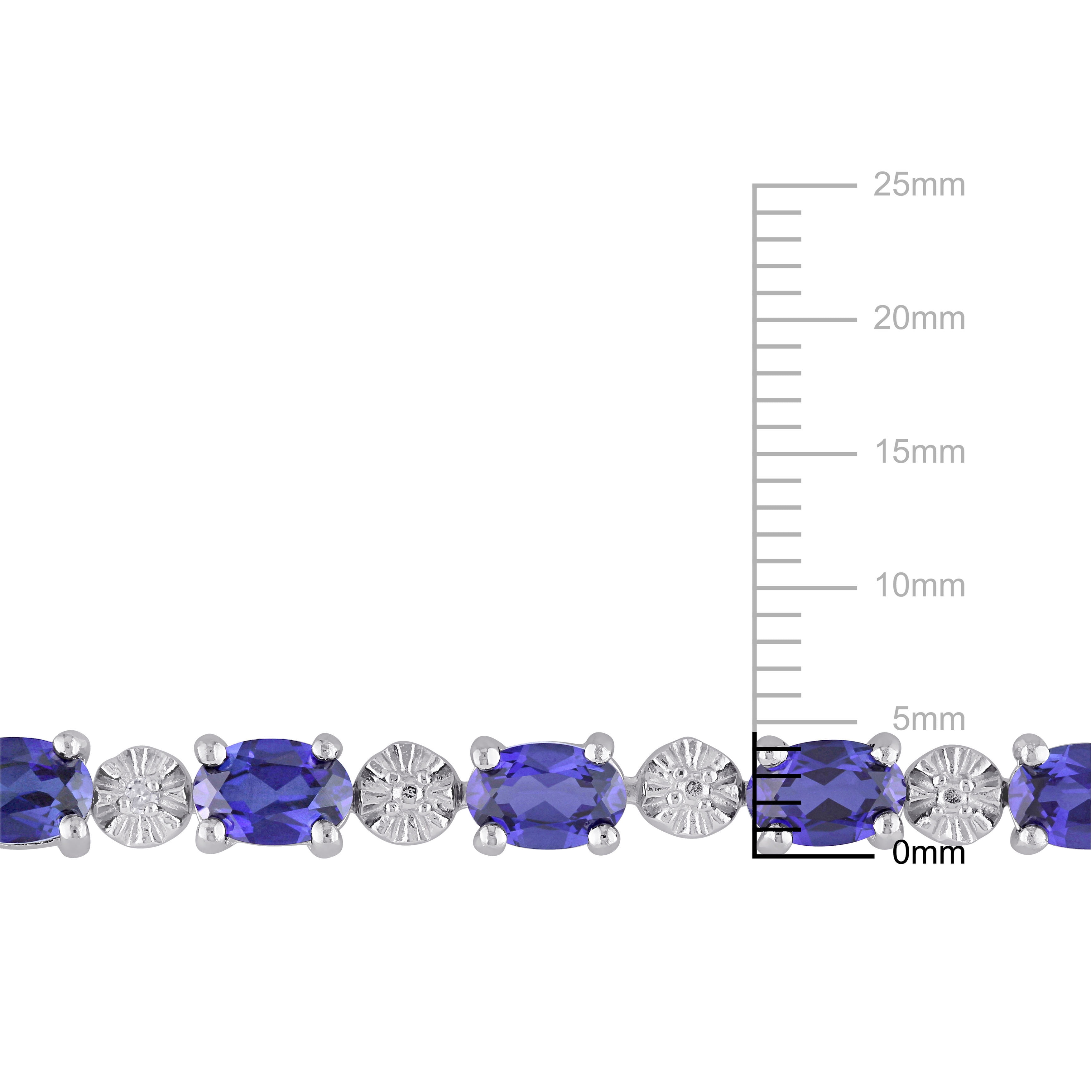 Everly Women's 9 7/8ct TGW Created Blue Sapphire & Diamond Sterling Silver Tennis Bracelet - G-H, I3