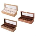 thumbnail image 2 of 6 Slots Wood Watch Display Box Case Glass Top Locking Storage Organizer, 2 of 7