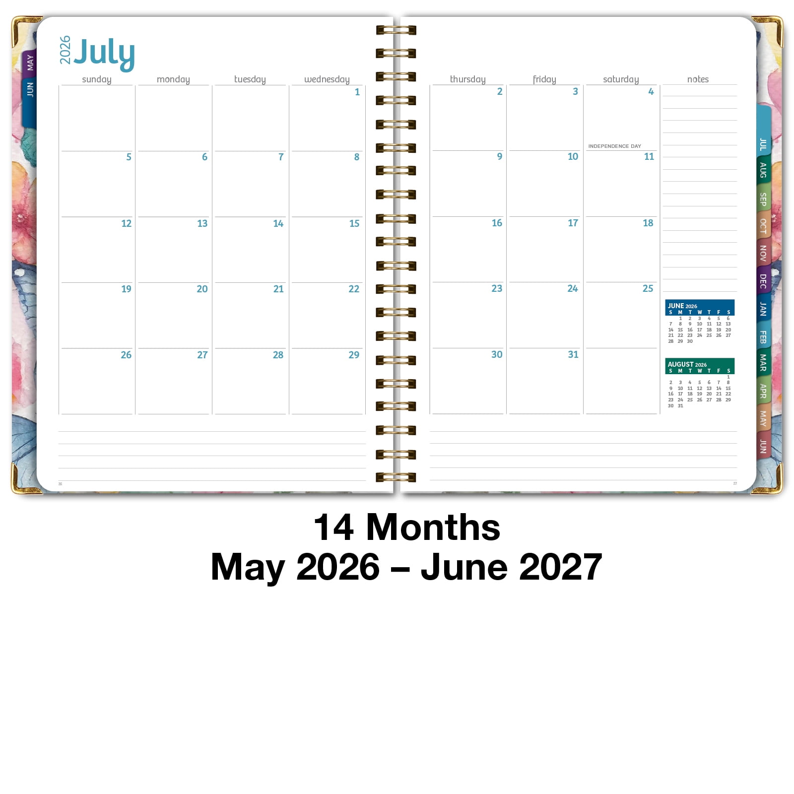 Excello Brands Hardcover AY 2026-2027 Fashion Planner - 8.5"x11" (Watercolor Butterflies)