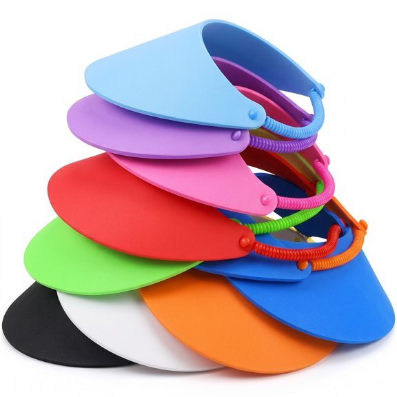 BlinkLLX Foam Sun Visors Solid Multicolor Adjustable Soft Waterproof 9 Pieces for Women