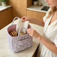 thumbnail image 5 of CSStudio Boho Floral Storage Basket with Handles, Portable Quilted Fabric Organizer Bin for Nursery Bedroom Bathroom Cosmetics Sundries, 5 of 6