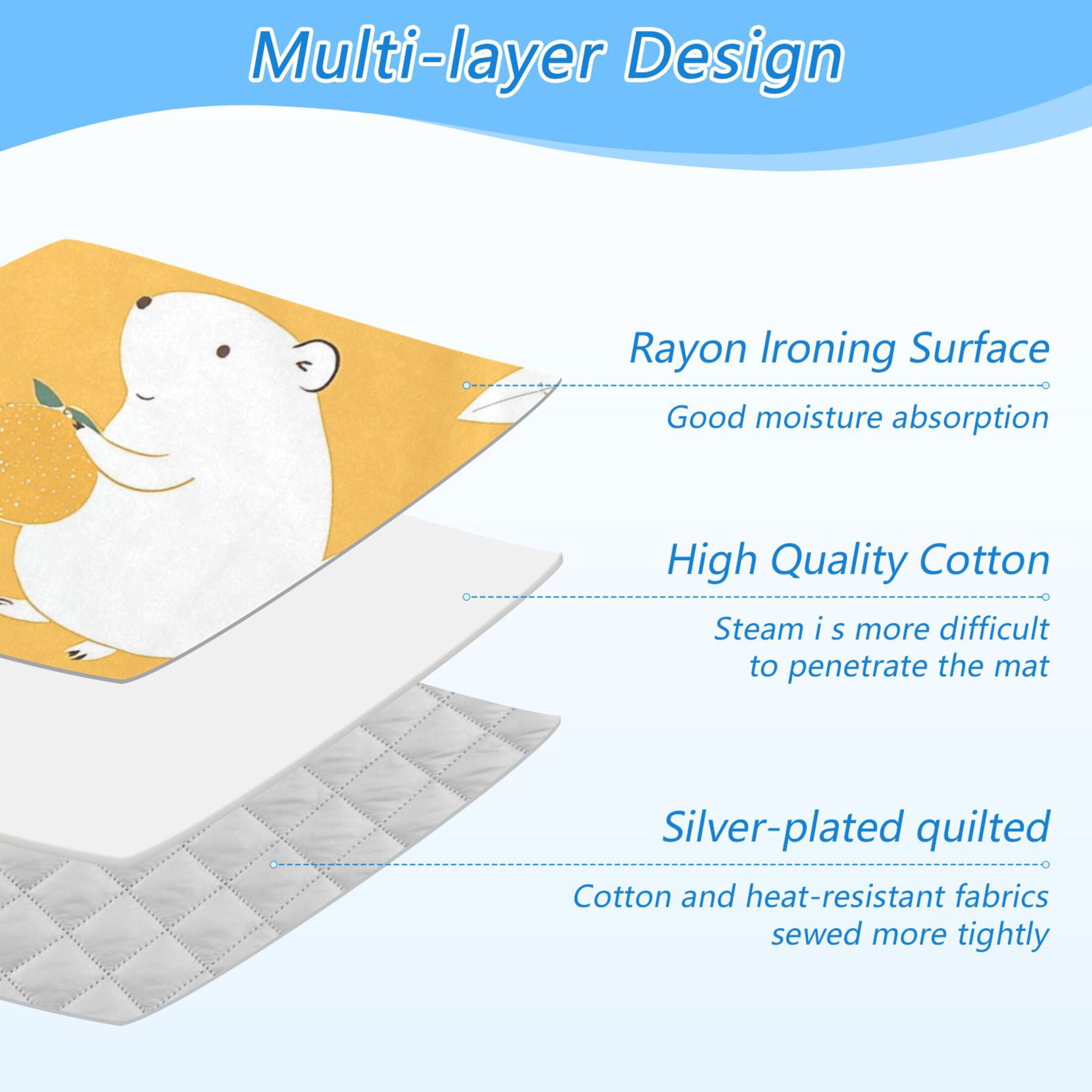 White Mouses Oranges Leaves Ironing Mat Blanket Portable Travel Ironing Pad Heat Resistant Pad 47.2" x 27.6”